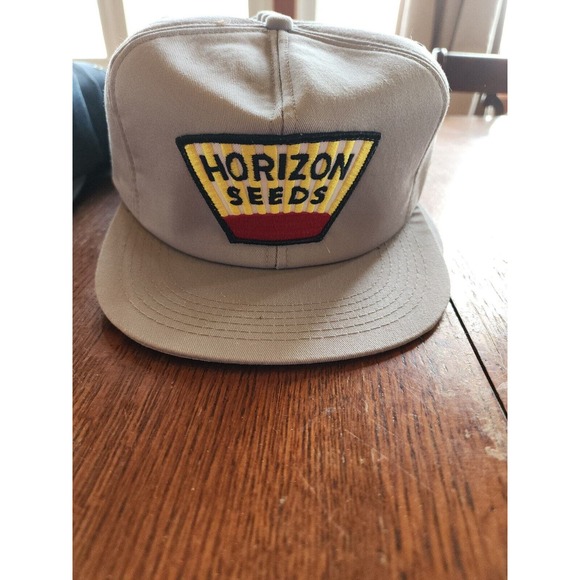 Horizon Seeds Other - Vtg HORIZON SEEDS Trucker Hat Made In USA Gray With Logo Patch K Products NOS